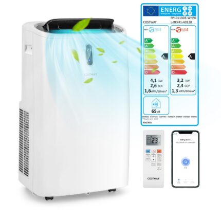 COSTWAY Mobile Klimaanlage 14000 BTU Abluftschlauch WiFi Kühlen Entfeuchten Timer Fernbedienung