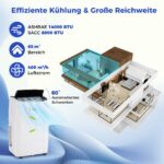 COSTWAY Mobile Klimaanlage 14000 BTU Abluftschlauch 4-in-1 Kühlen Entfeuchten Timer Fernbedienung – Bild 6