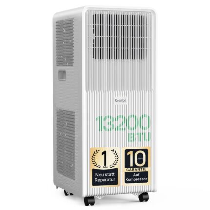 KresicoKlima Mobile Klimaanlage 13200 BTU Abluftschlauch Kühlen Entfeuchten Timer Fernbedienung