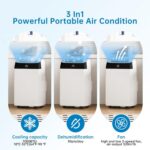 Premium Mobile Klimaanlage 12000 BTU Abluftschlauch leise Kühlen Entfeuchten Timer Fernbedienung – Bild 5