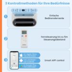 COSTWAY Mobile Klimaanlage 14000 BTU Abluftschlauch WiFi Kühlen Entfeuchten Timer Fernbedienung – Bild 3