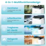 COSTWAY Mobile Klimaanlage 14000 BTU Abluftschlauch WiFi Kühlen Entfeuchten Timer Fernbedienung – Bild 2