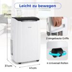 COSTWAY Mobile Klimaanlage 14000 BTU Abluftschlauch 4-in-1 Kühlen Entfeuchten Timer Fernbedienung – Bild 4