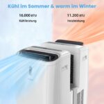 COSTWAY Mobile Klimaanlage 16000 BTU Abluftschlauch WiFi Kühlen Entfeuchten Timer Fernbedienung – Bild 2