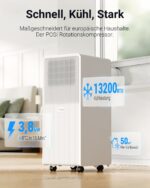 KresicoKlima Mobile Klimaanlage 13200 BTU Abluftschlauch Kühlen Entfeuchten Timer Fernbedienung – Bild 2