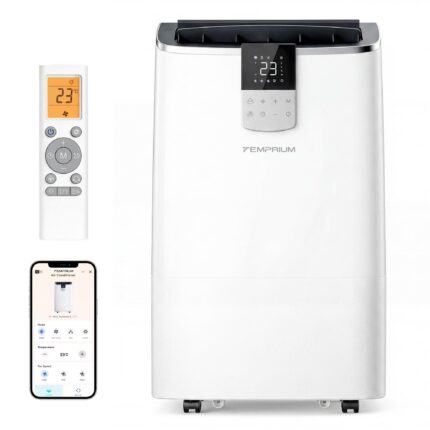 Temprium Mobile Klimaanlage 14000 BTU Abluftschlauch WiFi Kühlen Entfeuchten Timer Fernbedienung