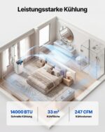 Temprium Mobile Klimaanlage 14000 BTU Abluftschlauch WiFi Kühlen Entfeuchten Timer Fernbedienung – Bild 3