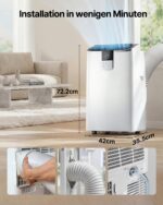 Temprium Mobile Klimaanlage 12000 BTU Abluftschlauch WiFi Kühlen Entfeuchten Timer Fernbedienung – Bild 8