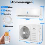 KESSER Split Klimaanlage 9000 BTU WiFi leise Kühlen Entfeuchten Timer Fernbedienung – Bild 6