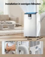 Temprium Mobile Klimaanlage 14000 BTU Abluftschlauch WiFi Kühlen Entfeuchten Timer Fernbedienung – Bild 8