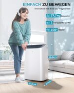 EUHOMY Mobile Klimaanlage 12000 BTU Abluftschlauch Kühlen Entfeuchten Timer Fernbedienung – Bild 5
